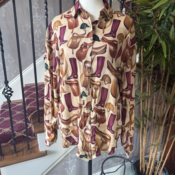 EAGLE EYE English Equestrian ladies long sleeve blouse large very good condition - Picture 3 of 11